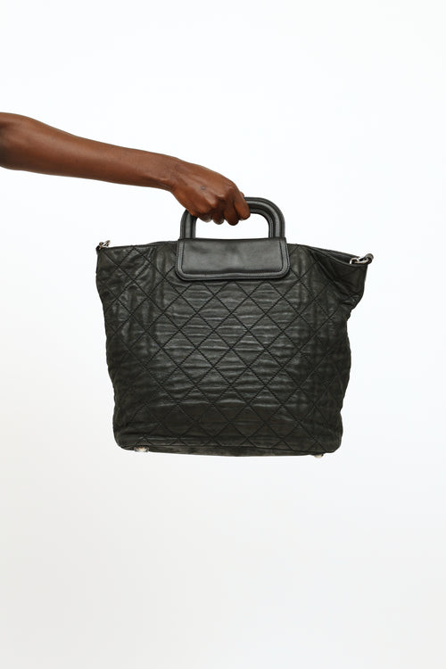 Black Iridescent In The Mix Leather Tote Bag