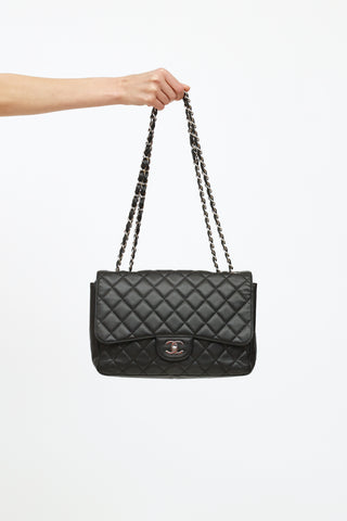 Chanel Black Quilted Caviar Single Flap Jumbo Shoulder Bag