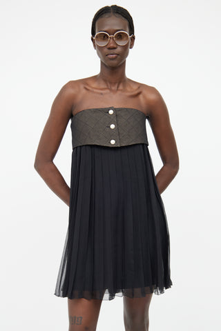 Chanel Black Silk Three Button Dress