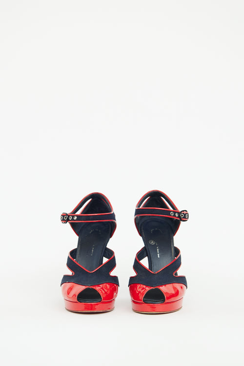 Chanel Navy 
Red Peep Toe Pump