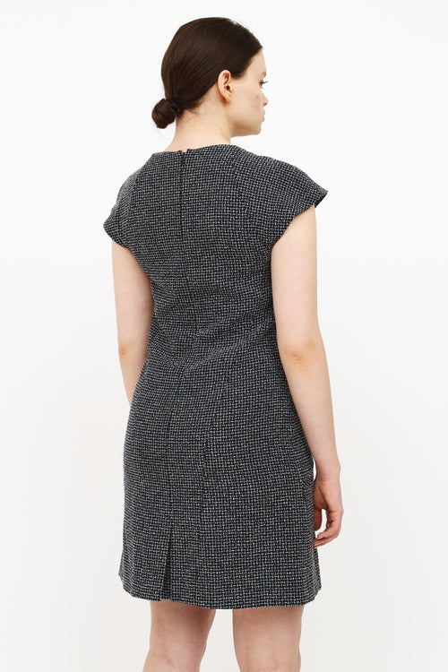 Chanel Black, Blue 
White Tweed Dress