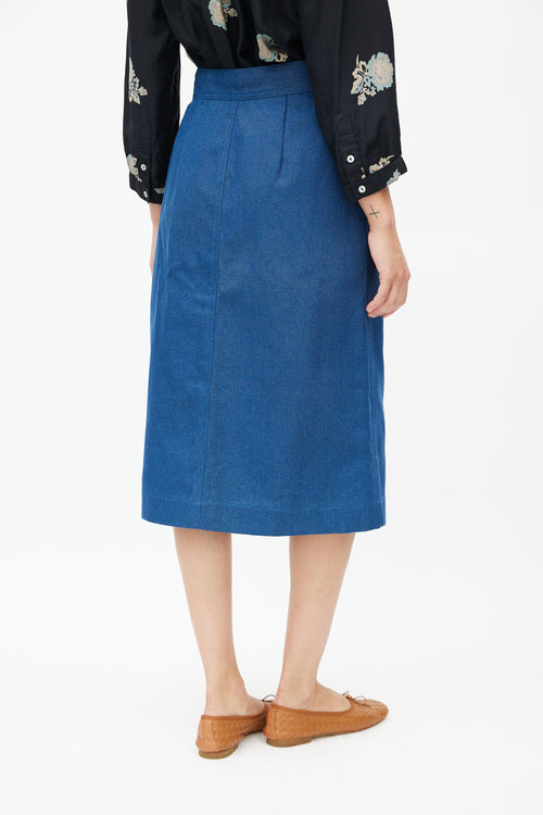 Horses Atelier Blue A-Line Midi Skirt