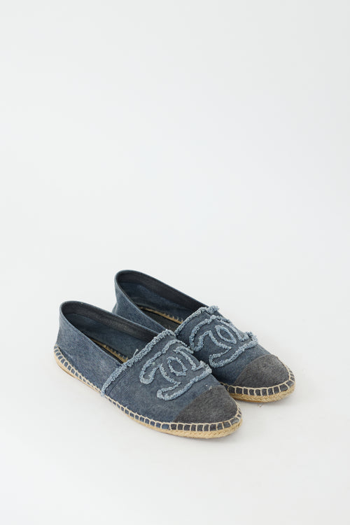 Chanel Blue Denim CC Espadrille Flat