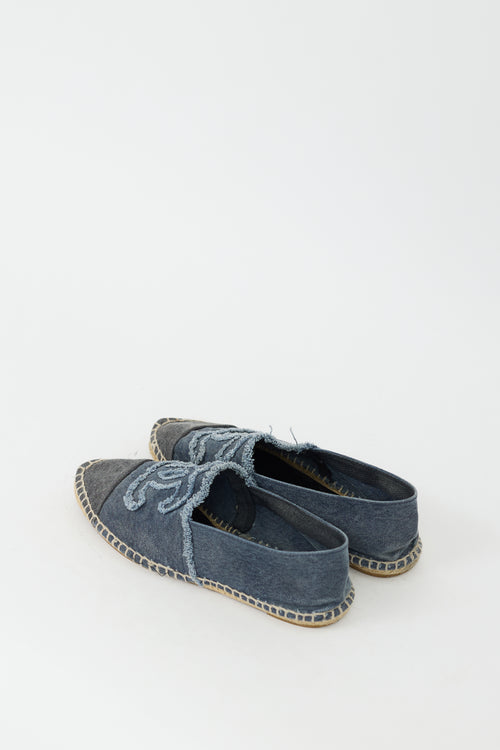 Chanel Blue Denim CC Espadrille Flat