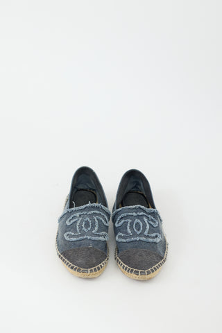 Chanel Blue Denim CC Espadrille Flat