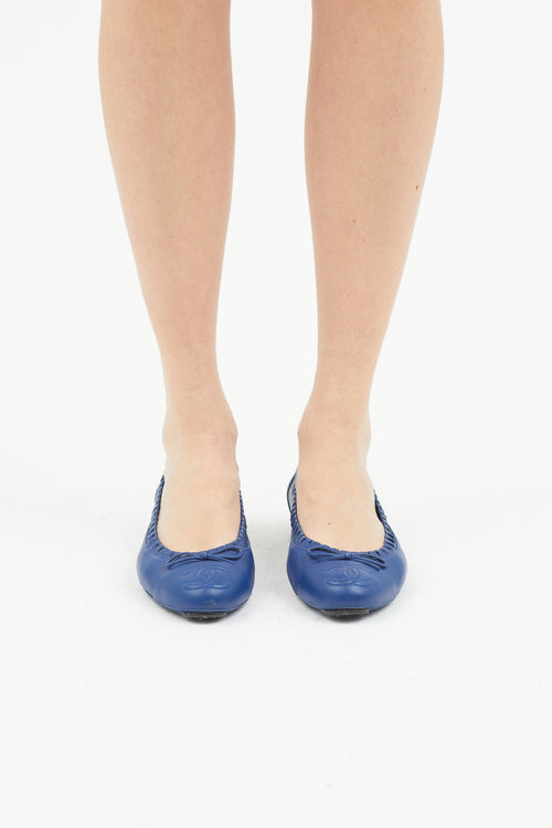 Chanel Blue Leather CC Flat