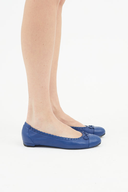 Chanel Blue Leather CC Flat