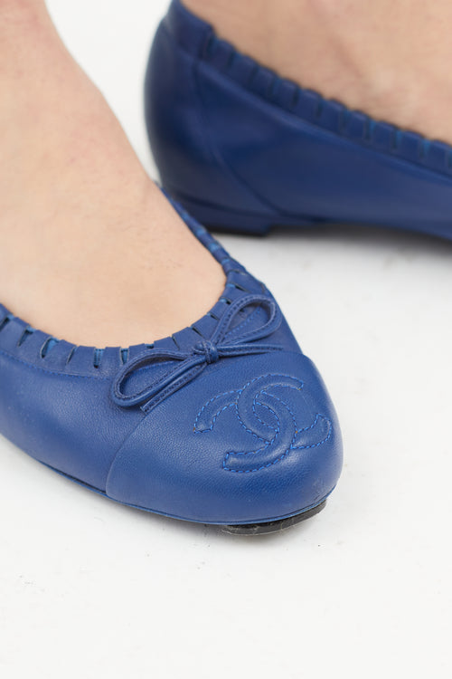 Chanel Blue Leather CC Flat