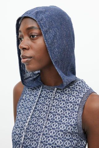 Chanel Blue Metallic Hooded Knit Dress