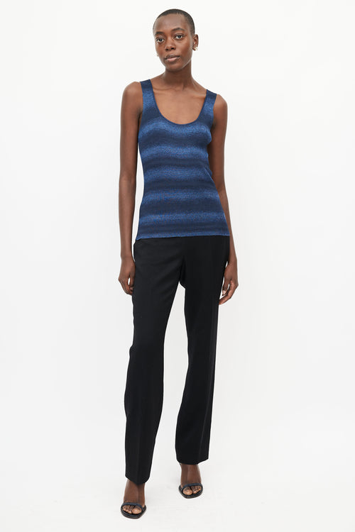 Chanel Blue Metallic Stripe Tank