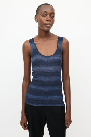 Chanel Blue Metallic Stripe Tank