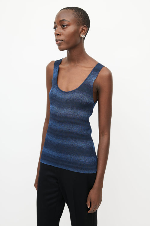 Chanel Blue Metallic Stripe Tank