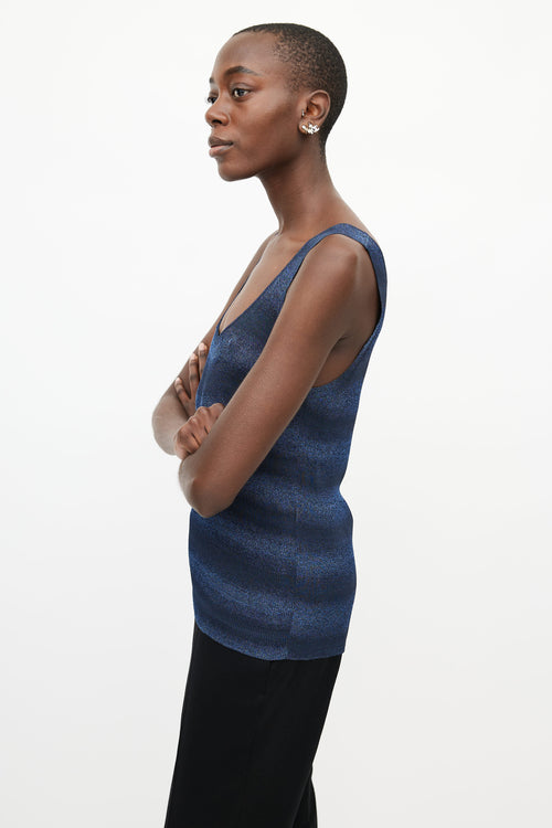 Chanel Blue Metallic Stripe Tank