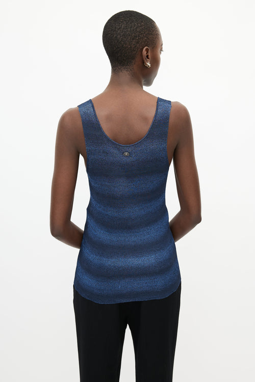 Chanel Blue Metallic Stripe Tank