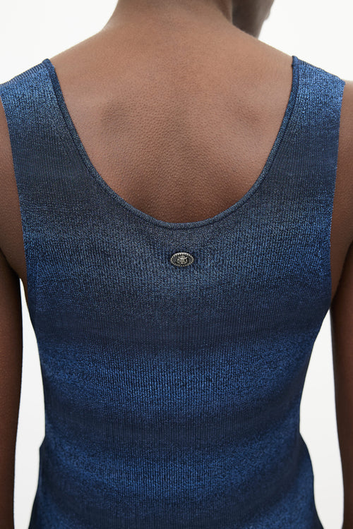 Chanel Blue Metallic Stripe Tank