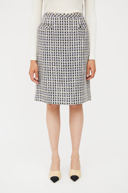 Spring 2005 Blue 
White Tweed Skirt