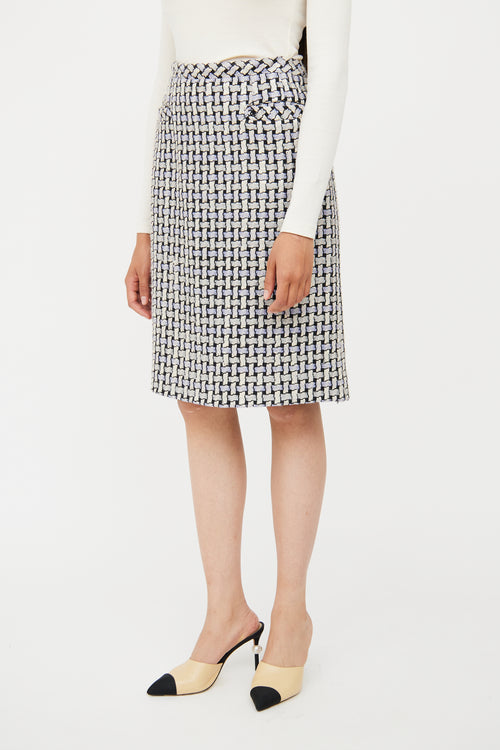 Spring 2005 Blue 
White Tweed Skirt