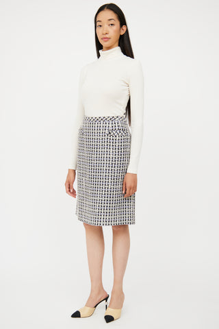 Spring 2005 Blue 
White Tweed Skirt