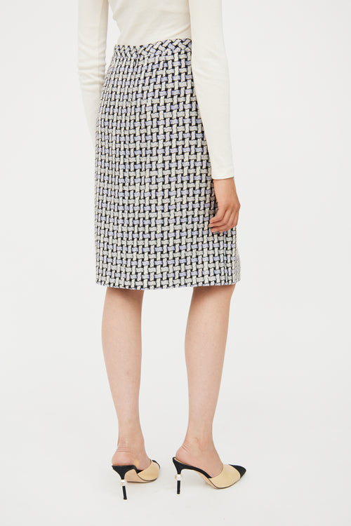 Spring 2005 Blue 
White Tweed Skirt