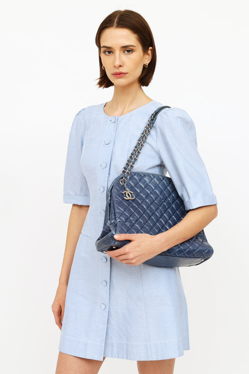 Chanel 2011 Blue Leather Mademoiselle Bowler Bag