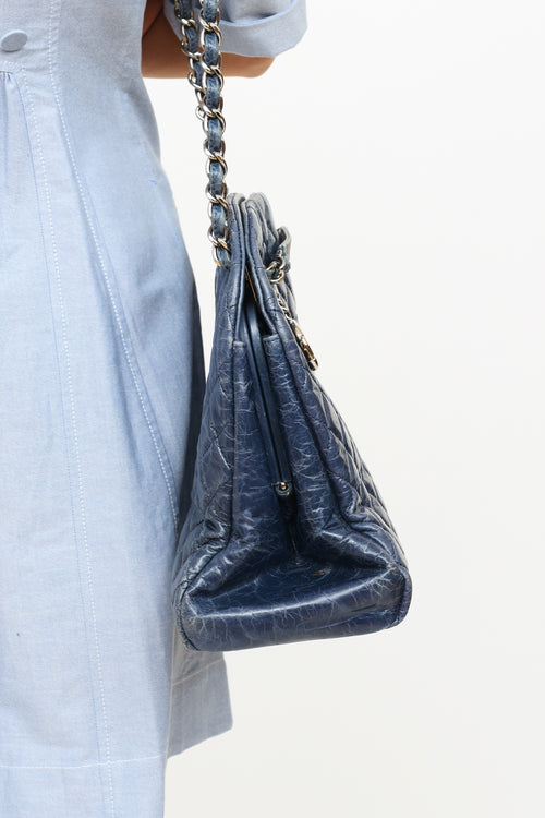 Chanel 2011 Blue Leather Mademoiselle Bowler Bag