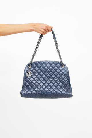 Chanel 2011 Blue Leather Mademoiselle Bowler Bag