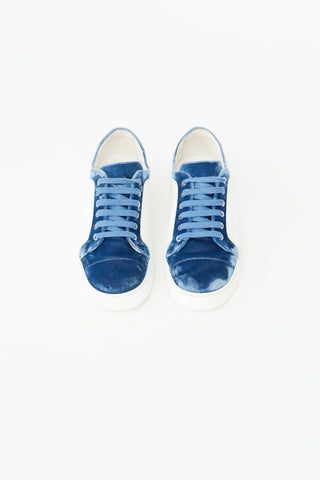 Chanel Blue 
White Velvet Sneaker