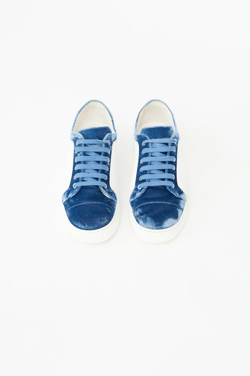 Chanel Blue 
White Velvet Sneaker