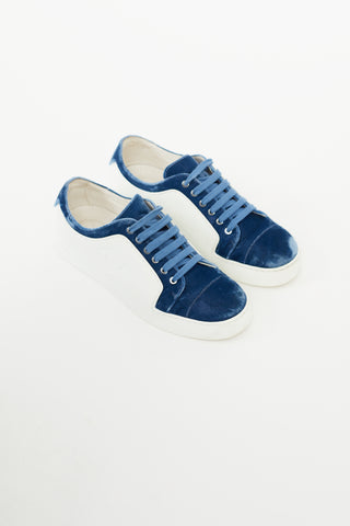 Chanel Blue 
White Velvet Sneaker