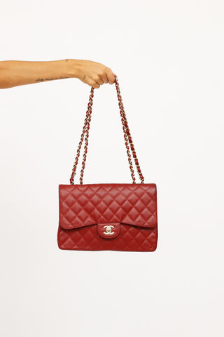 Burgundy Caviar Classic Jumbo Flap Bag