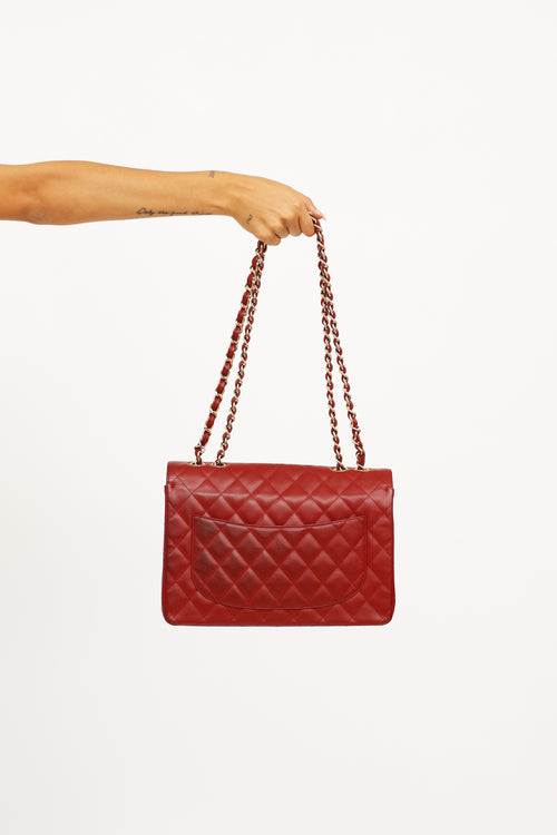 Burgundy Caviar Classic Jumbo Flap Bag