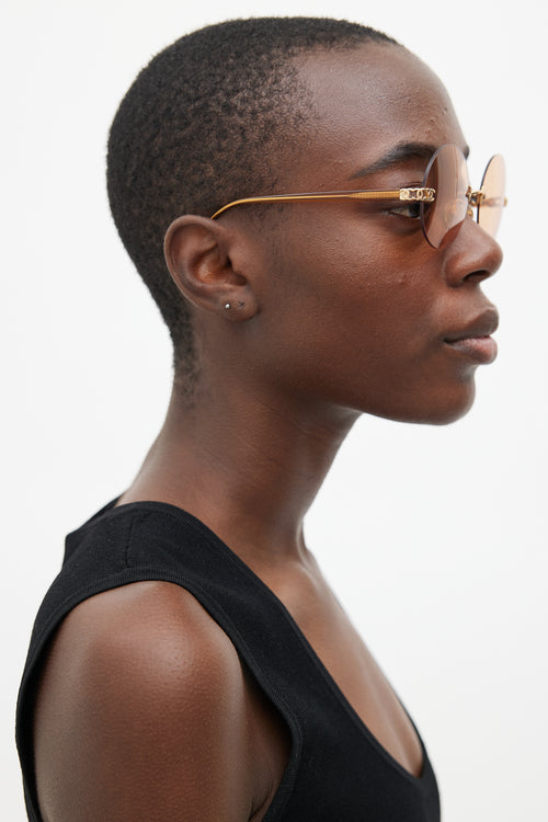 Chanel Brown 
Gold C154 Circle Sunglasses