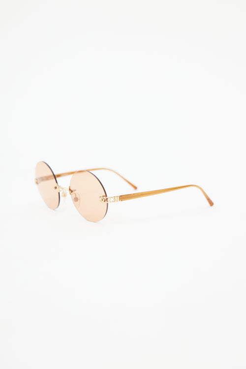 Chanel Brown 
Gold C154 Circle Sunglasses