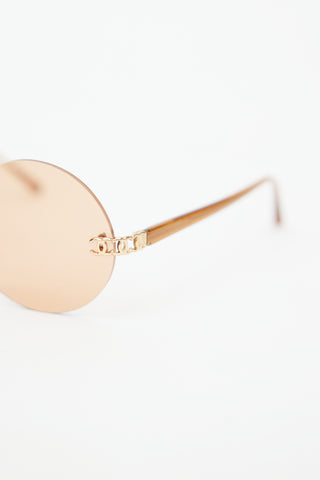 Chanel Brown 
Gold C154 Circle Sunglasses