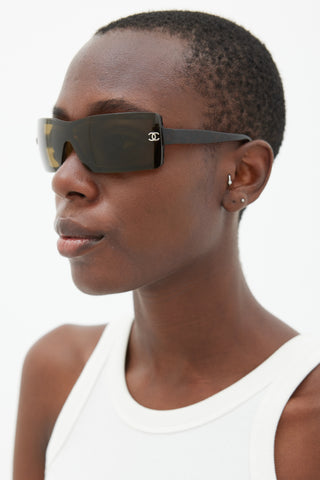 Chanel Brown 
Silver 5067 Shield Sunglasses