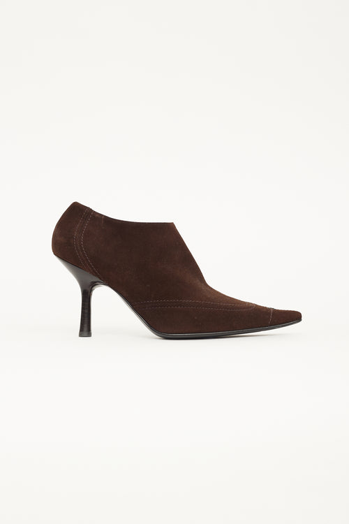 Chanel Brown Suede Pointed Toe Boot