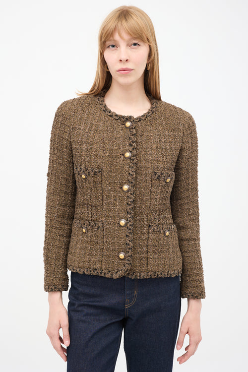 Chanel Fall 1993 Brown Tweed Four Pocket Blazer