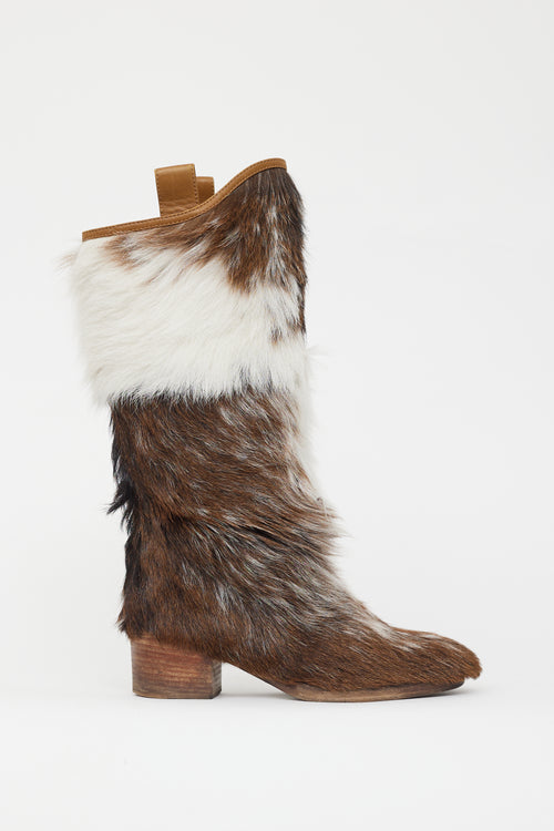 Chanel Brown 
White Fur Boot