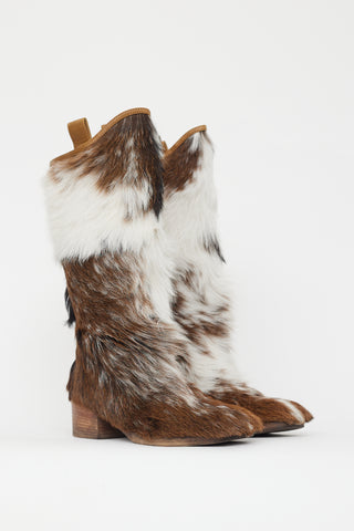 Chanel Brown 
White Fur Boot