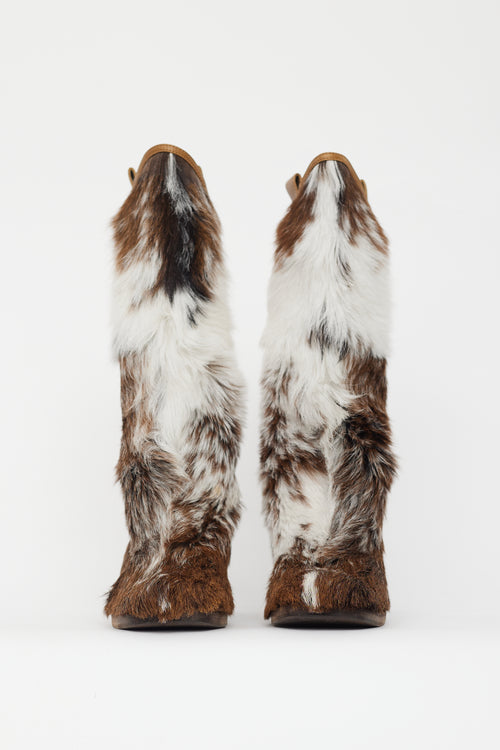 Chanel Brown 
White Fur Boot