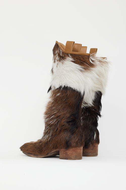 Chanel Brown 
White Fur Boot