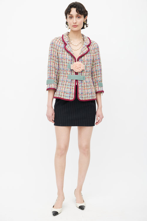 Chanel Burgundy 
Multicolour Tweed Velcro Blazer