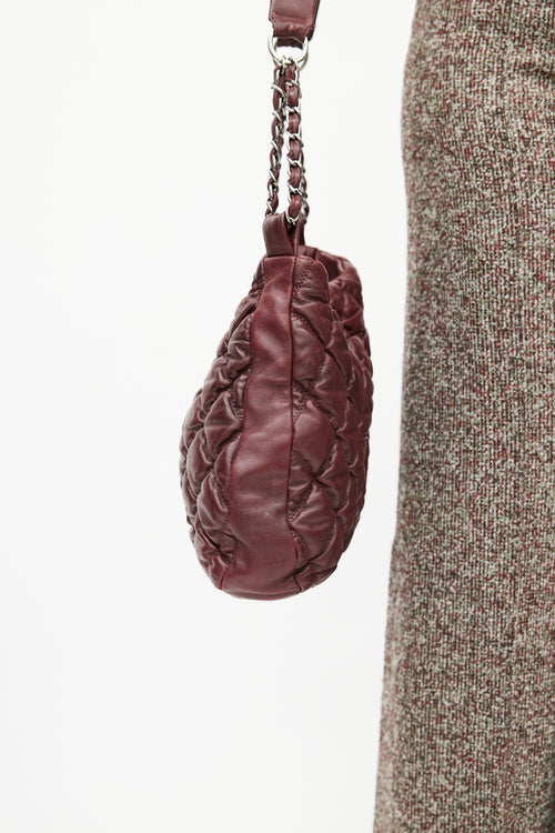 Chanel 2008 Burgundy Quilted Leather Bubble Bag