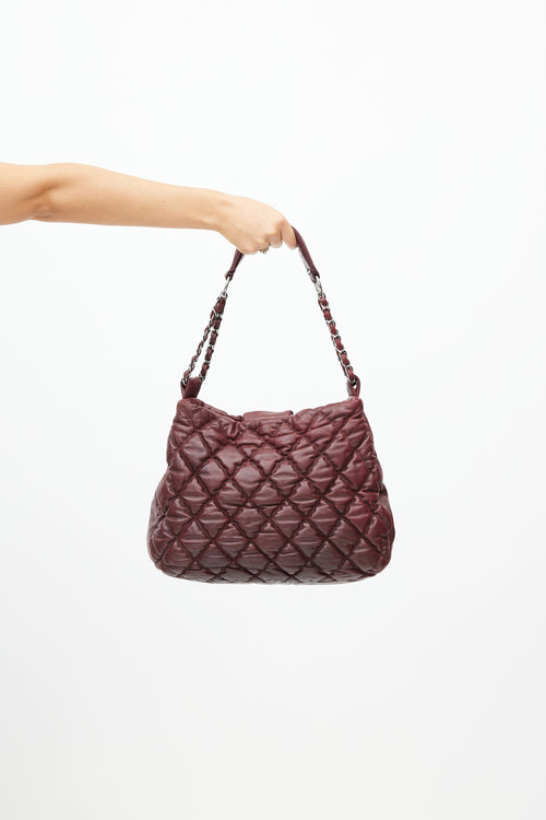 Chanel 2008 Burgundy Quilted Leather Bubble Bag