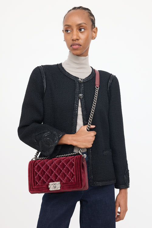 FW 2014 Burgundy Velvet Boy Bag