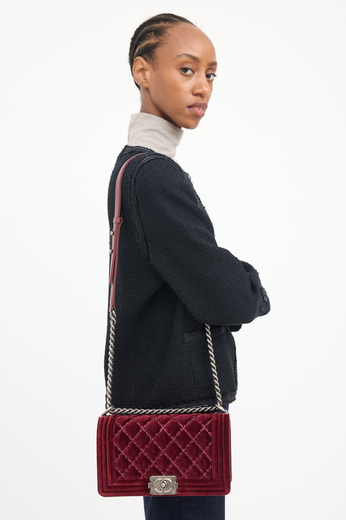 FW 2014 Burgundy Velvet Boy Bag