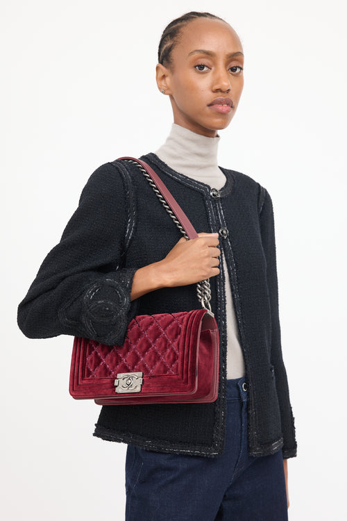 FW 2014 Burgundy Velvet Boy Bag