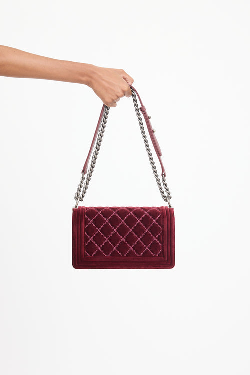 FW 2014 Burgundy Velvet Boy Bag