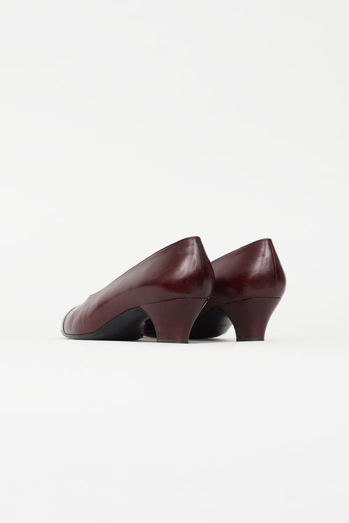 Chanel Burgundy Leather Toe Cap Pump