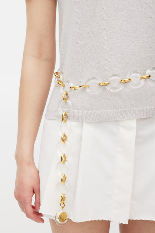 Chanel Clear 
Gold Chain Link Medallion Belt